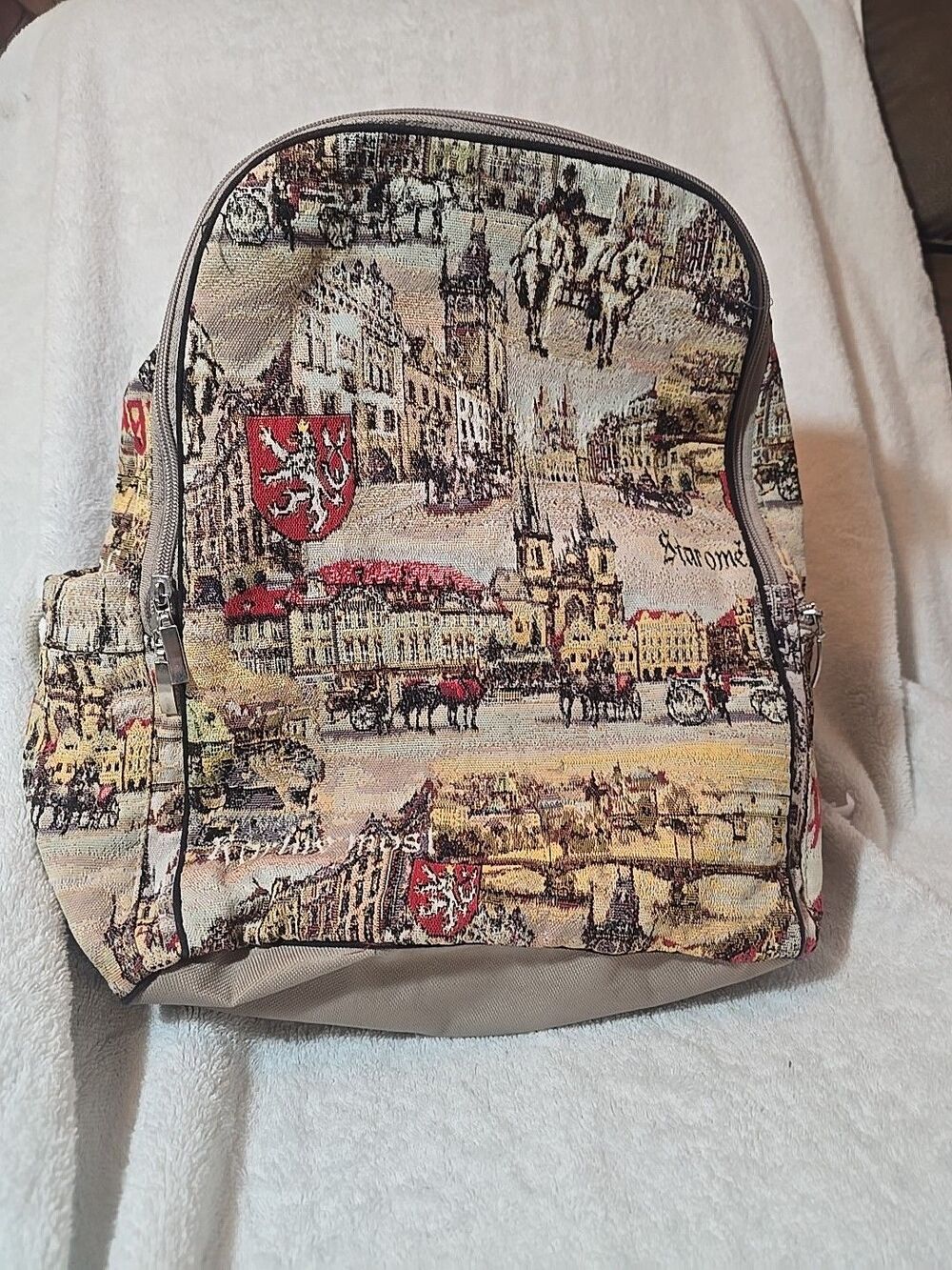Tapestry Backpack Festuring Czech Republic Design 10x5x13"